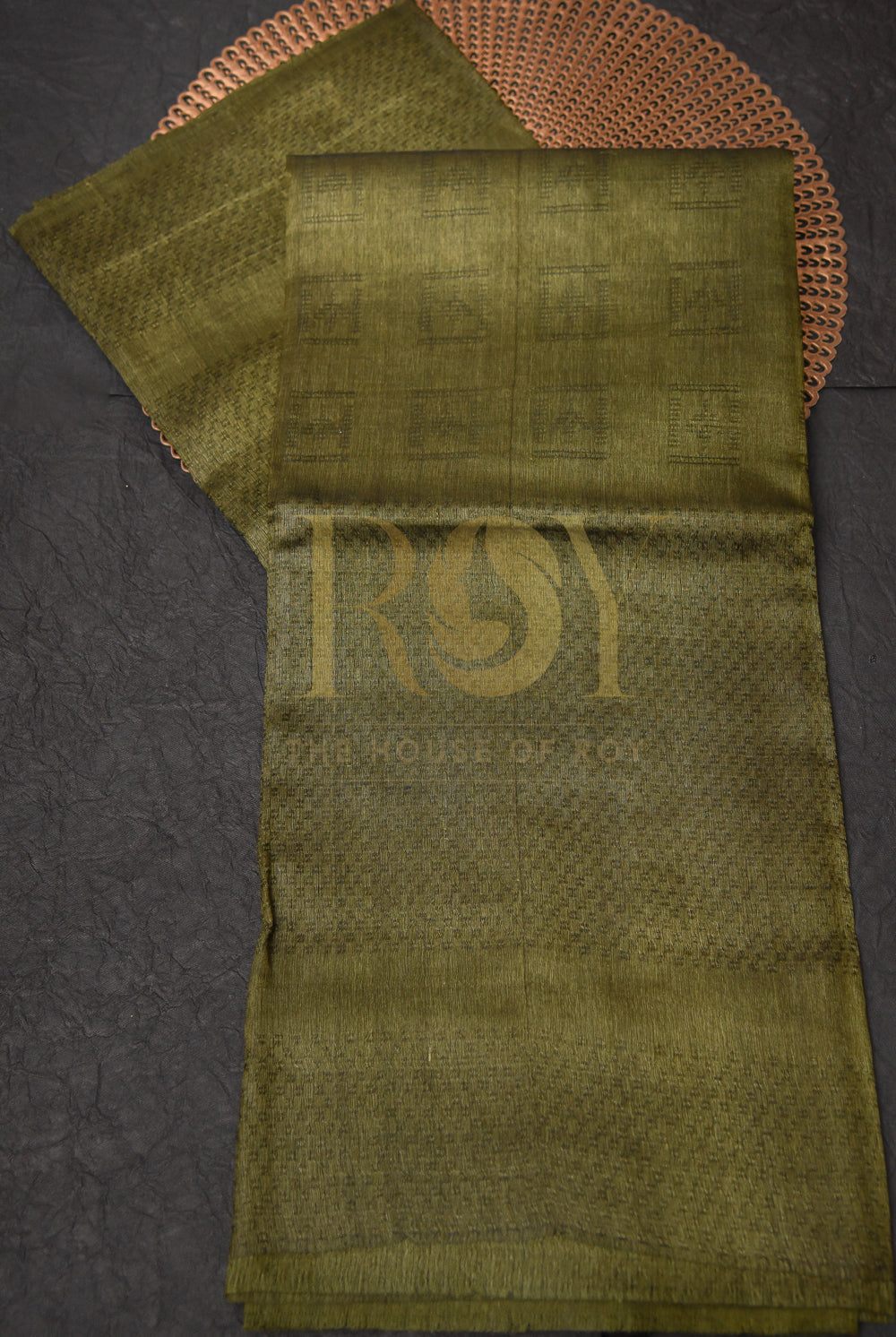 Pure Tussar silk saree  - dark moss green