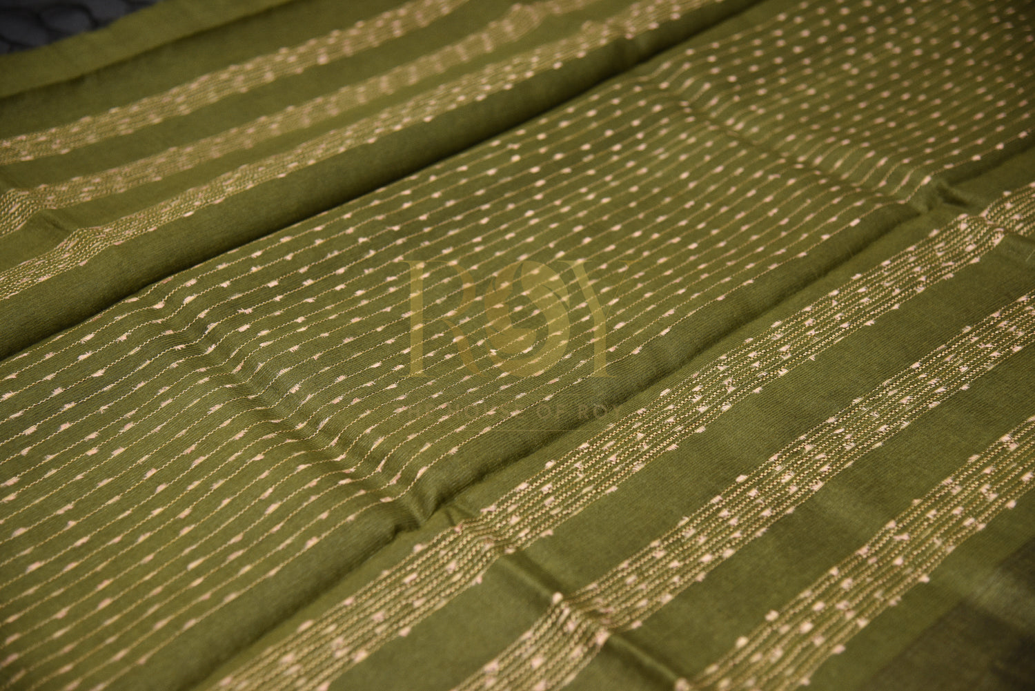 Pure Tussar silk saree  - dark moss green