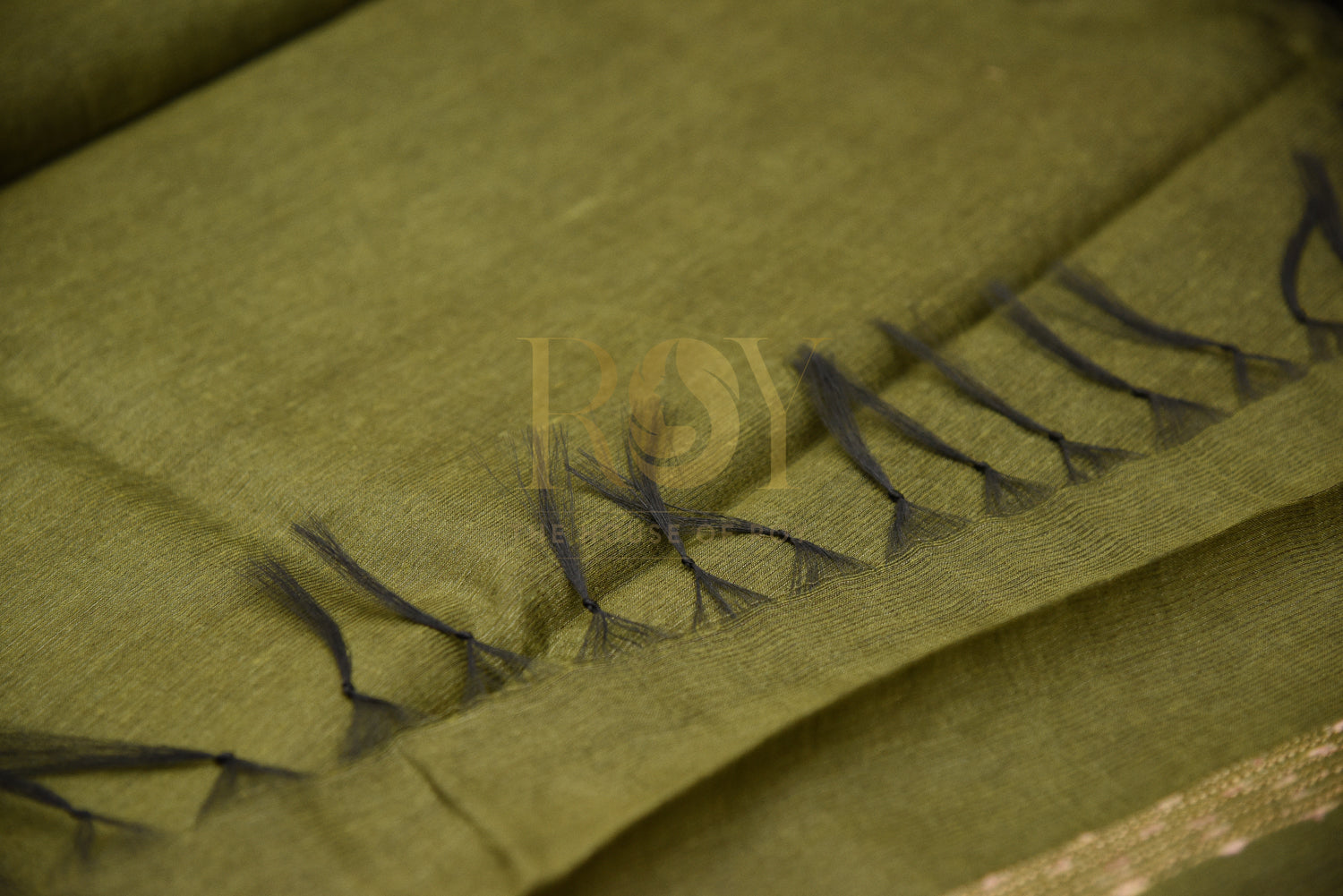 Pure Tussar silk saree  - dark moss green
