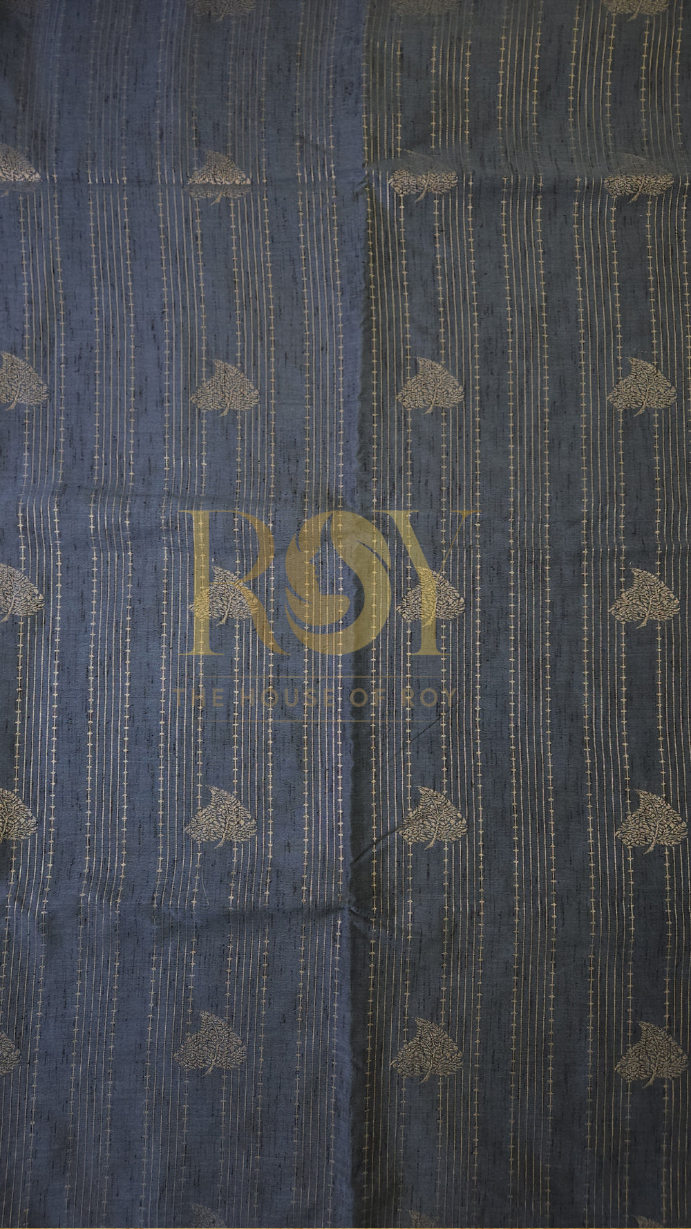 Slub silk steel blue