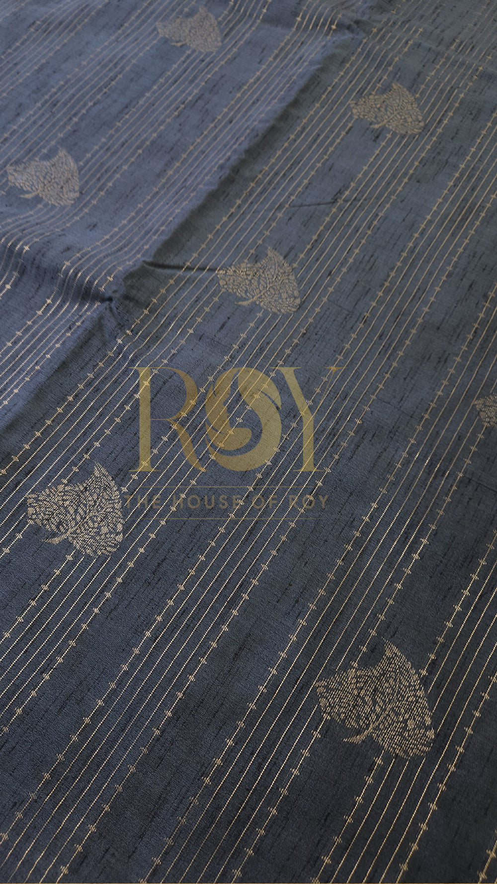 Slub silk steel blue