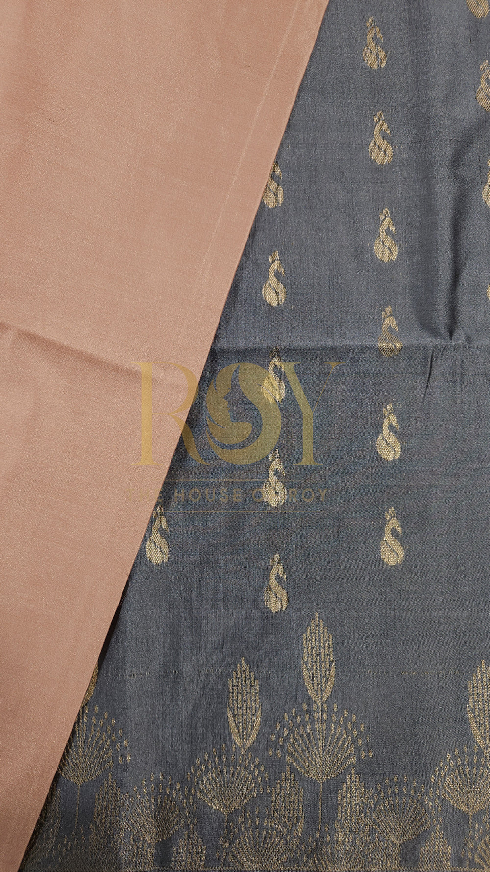 Steel grey turning border soft silk