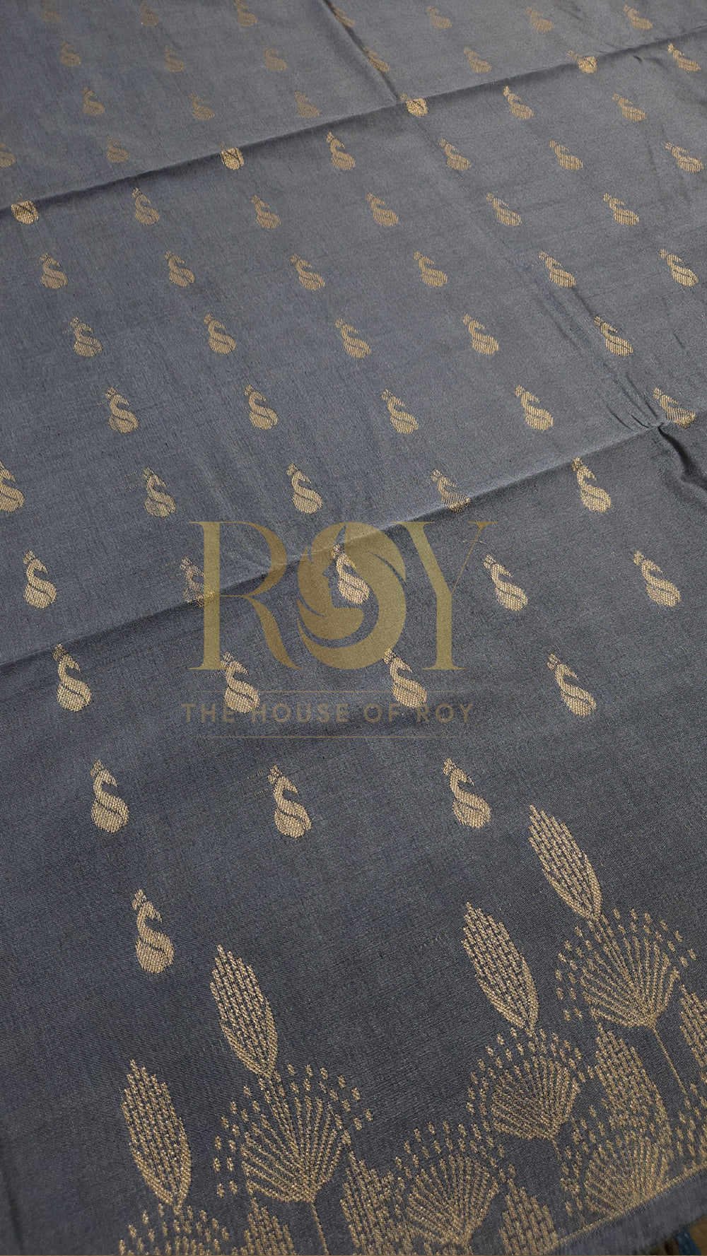Steel grey turning border soft silk