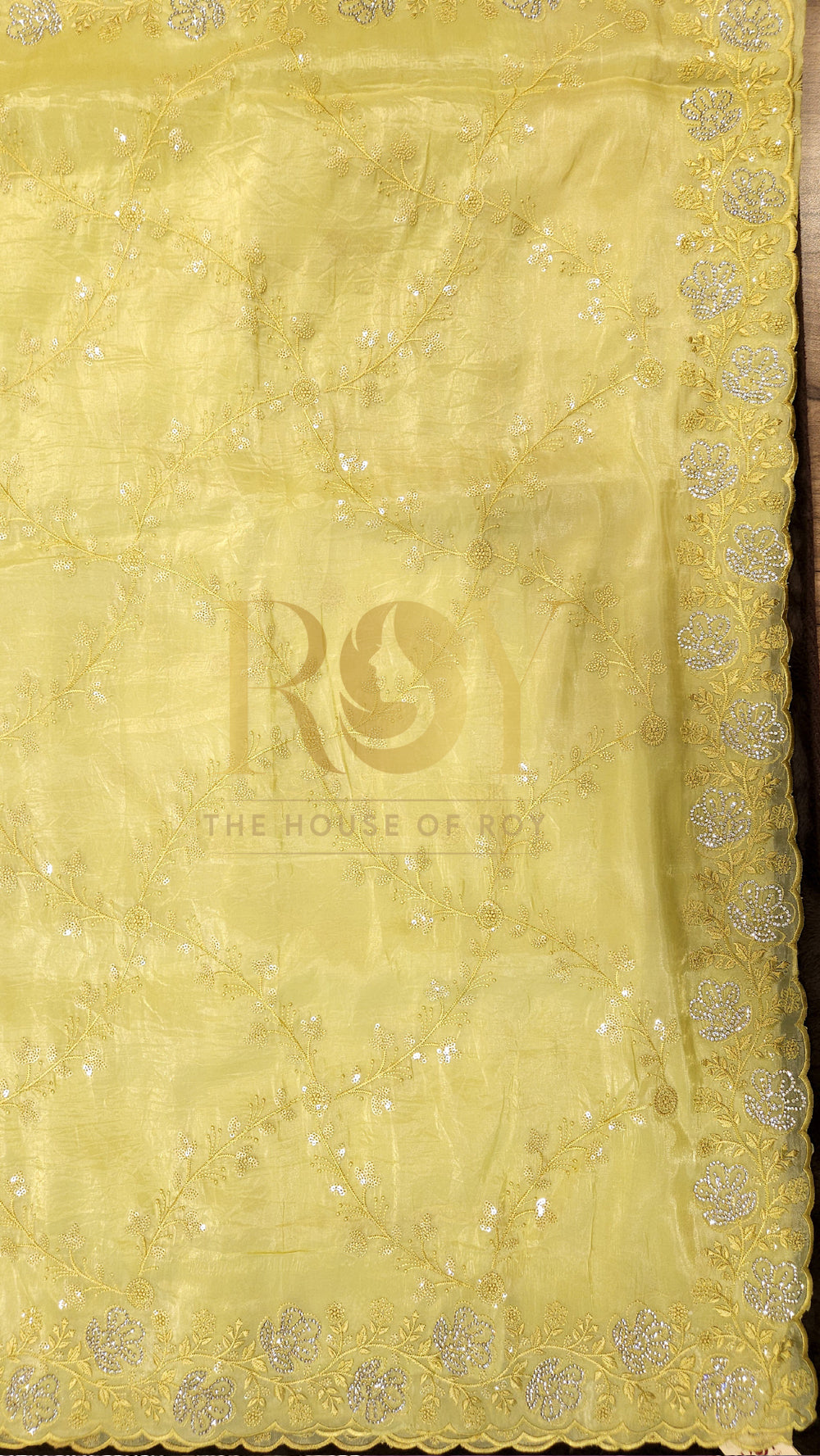 Sunshine Yellow Shimmer Organza Saree