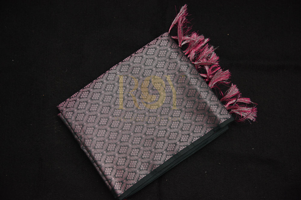 Tissue Style Weave Pinkish Black Saree
