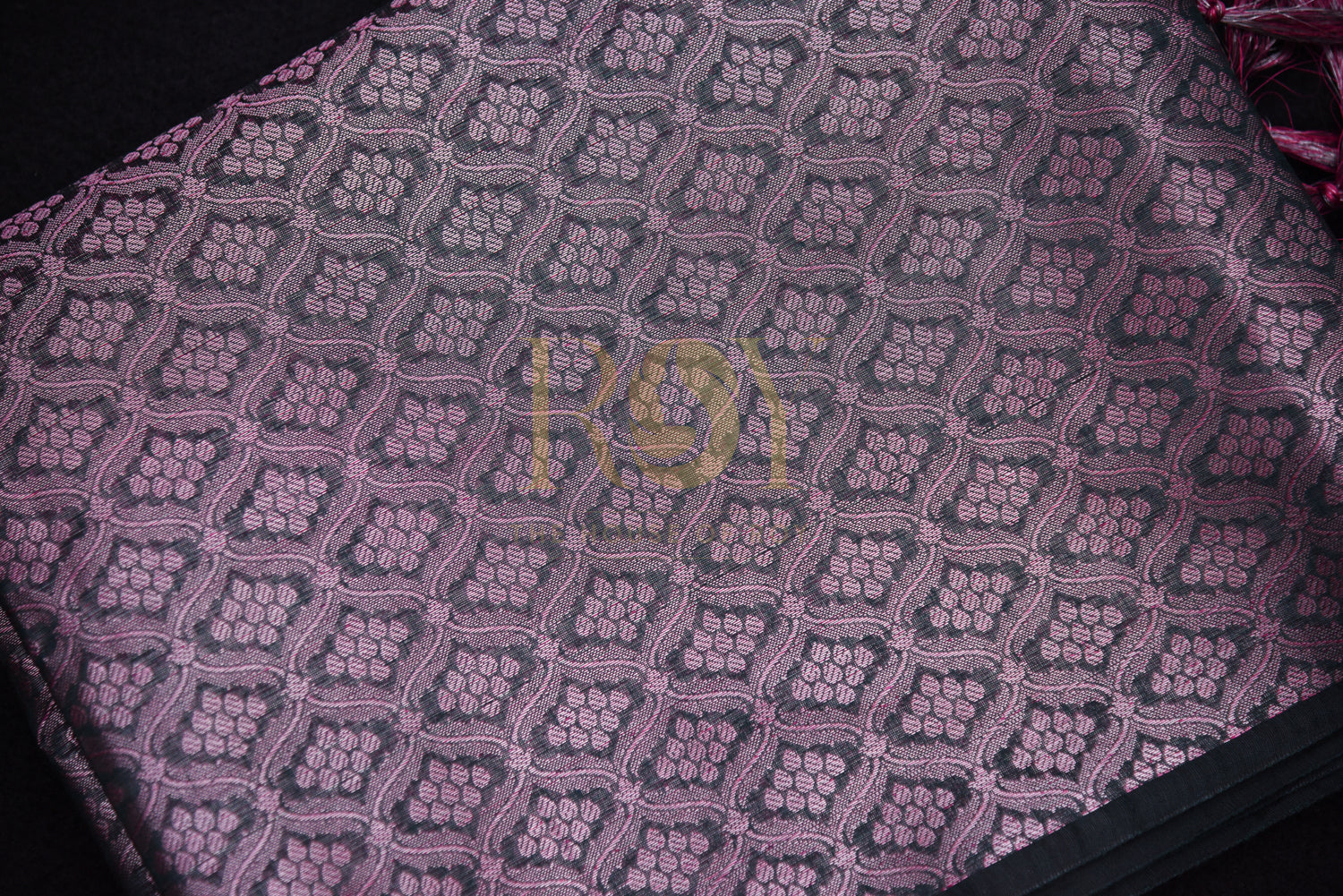 Tissue Style Weave Pinkish Black Saree