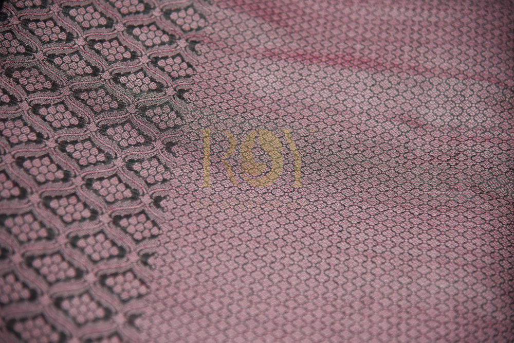 Tissue Style Weave Pinkish Black Saree