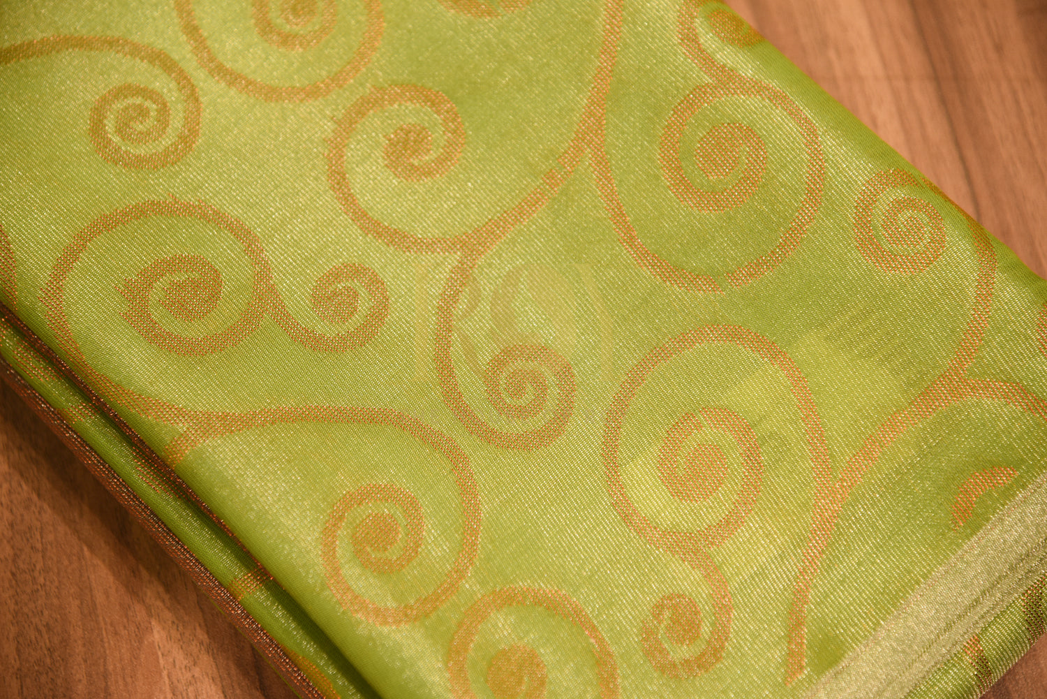 Tissue Silk Cotton Saree Blue & Neon Green