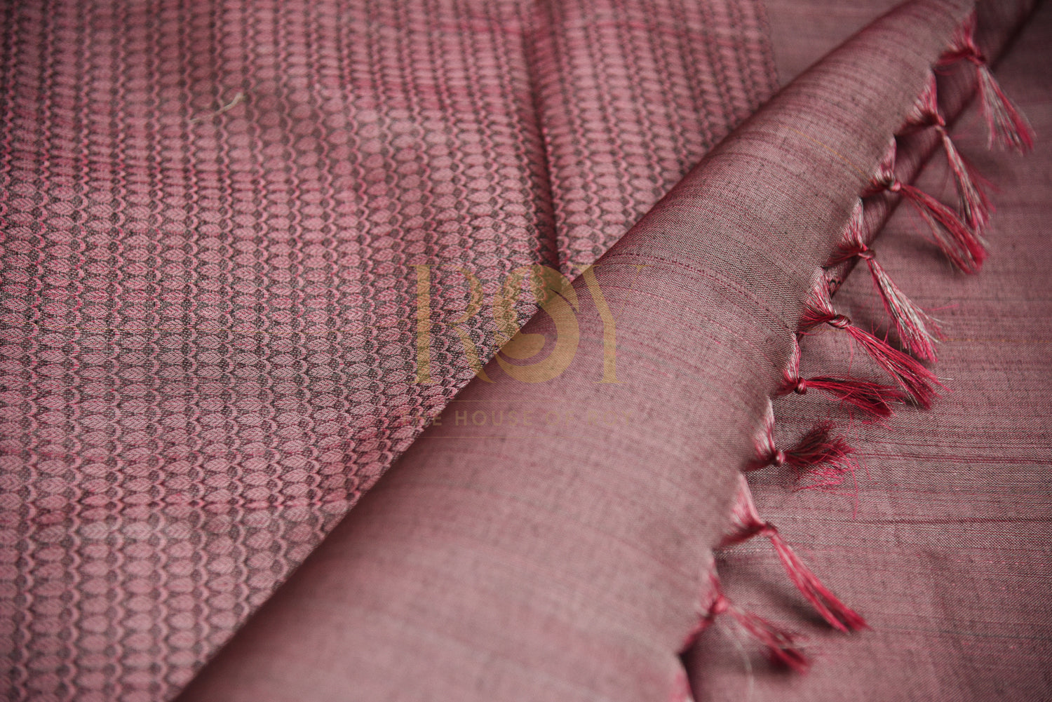 Tissue Style Pinkish Saree with Silver Zari