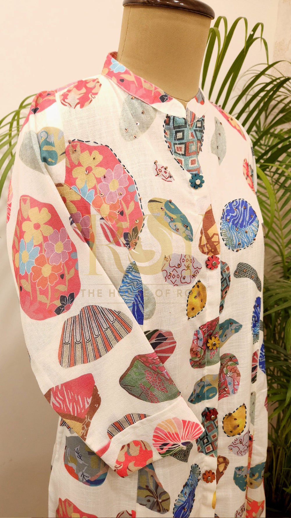White Printed Casual Kurti