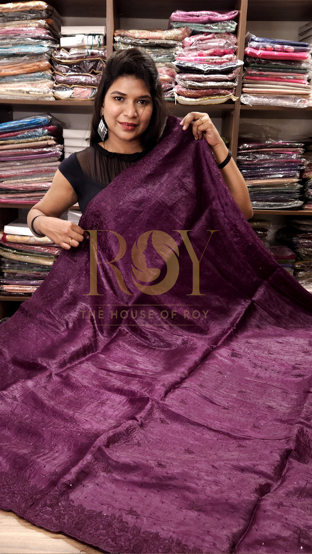 Wine Crushed Shimmer Saree