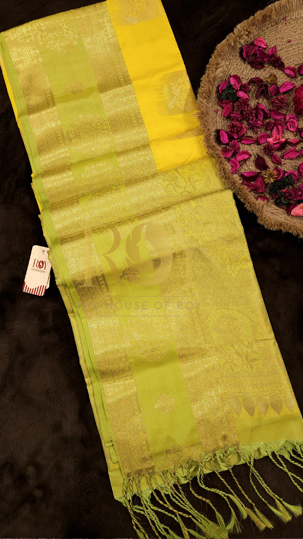 Lemon Yellow Retta Petta Soft Silk Saree