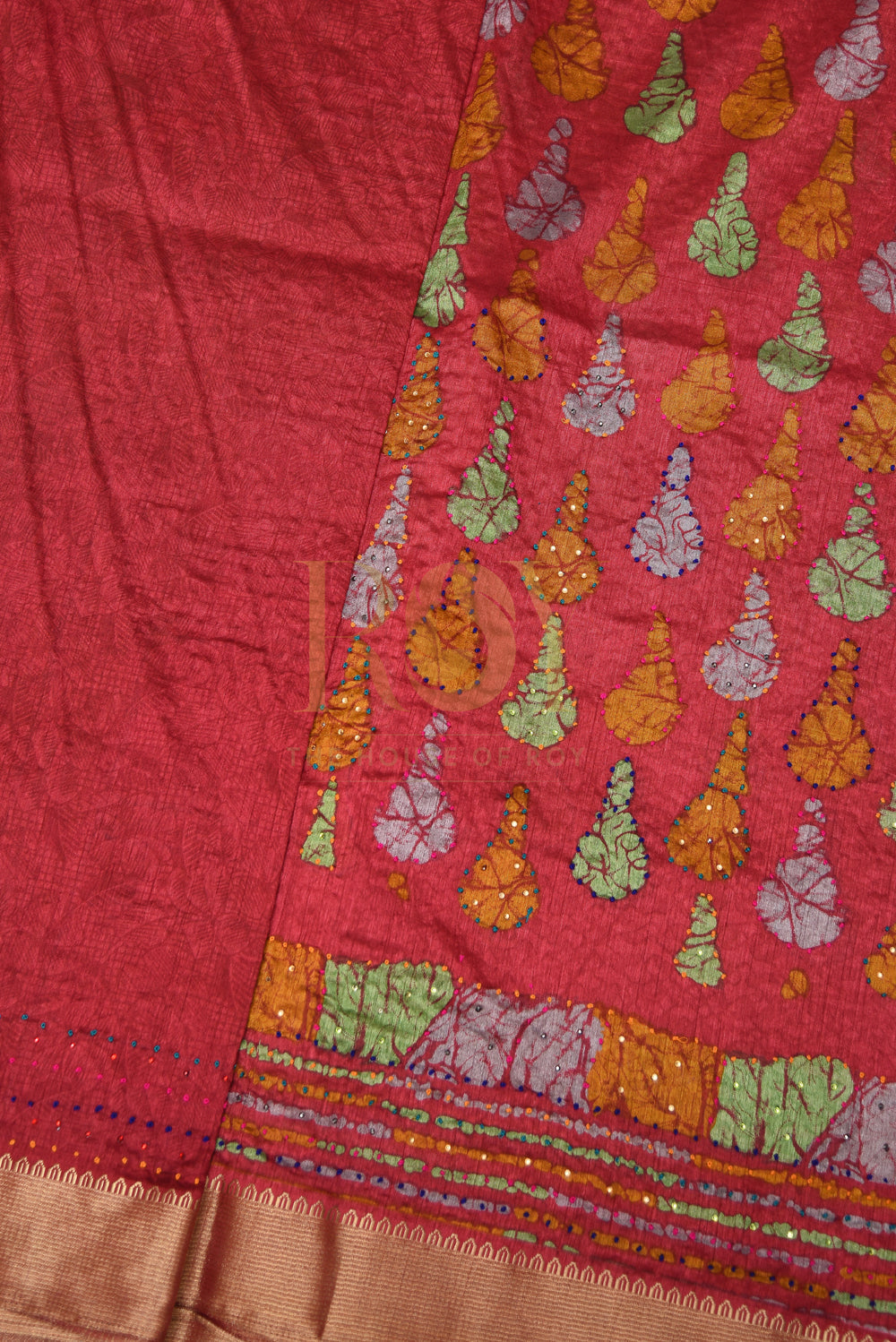 Art Silk Digital Print Saree with Gold Zari