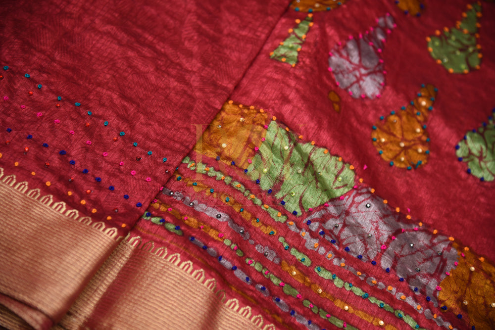 Art Silk Digital Print Saree with Gold Zari