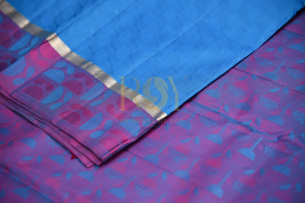 Pure Blue and Purple Silk Saree