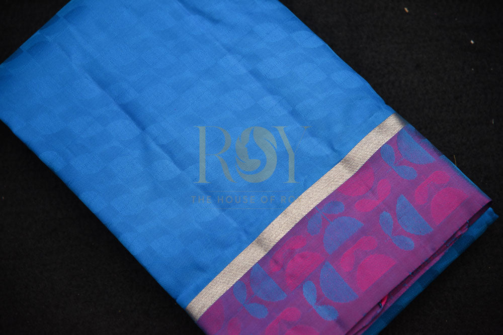 Pure Blue and Purple Silk Saree