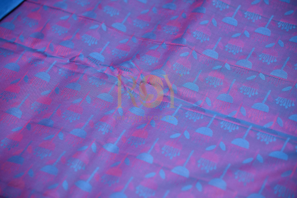 Pure Blue and Purple Silk Saree
