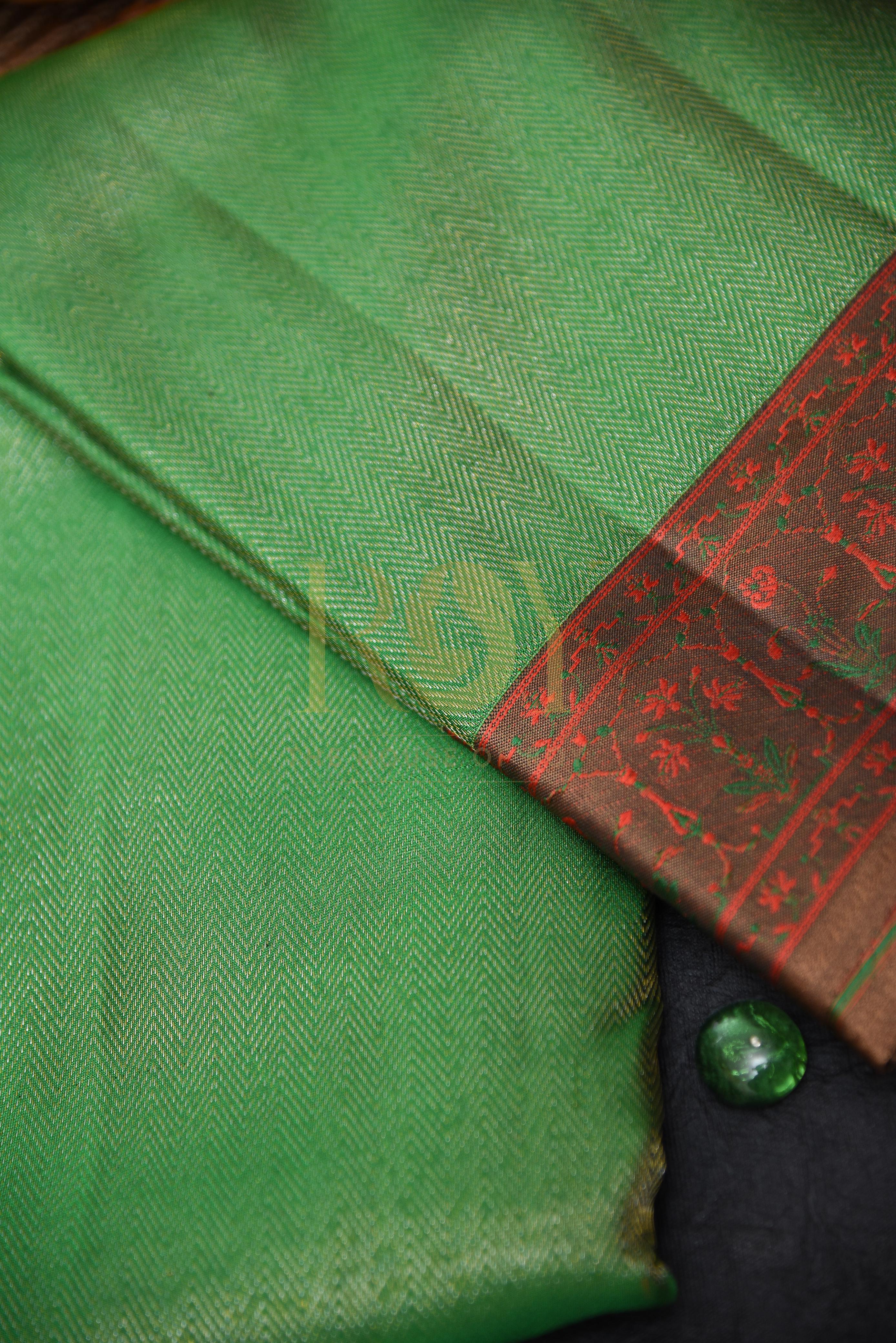 Leaf Green Pure Kancheepuram Silk Saree