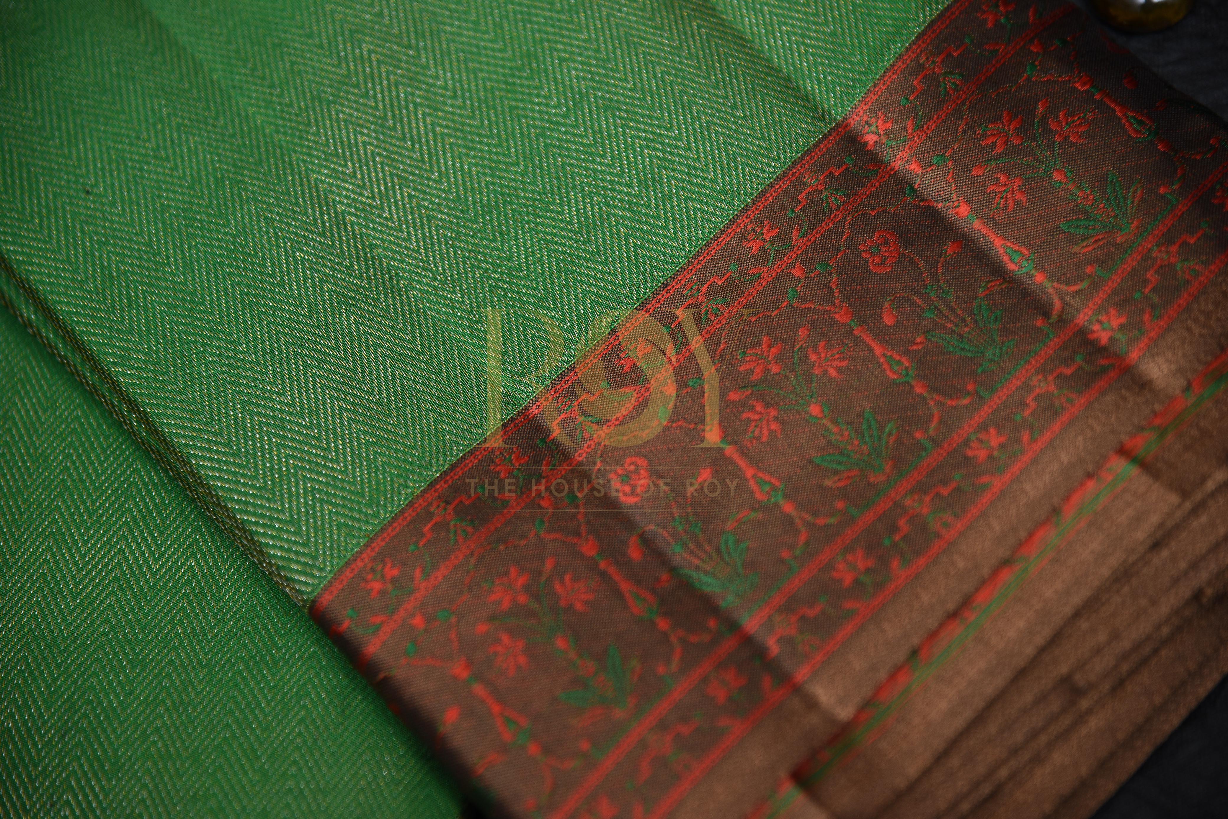 Leaf Green Pure Kancheepuram Silk Saree
