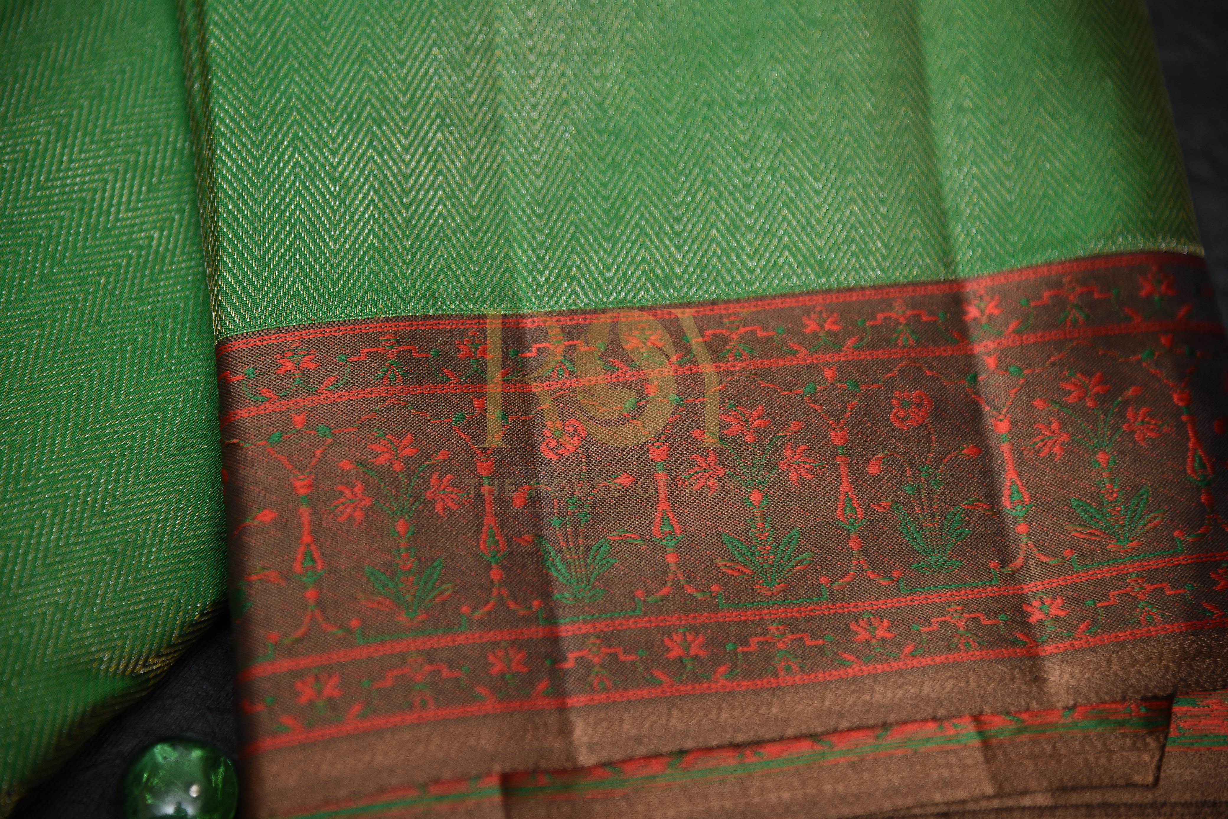 Leaf Green Pure Kancheepuram Silk Saree