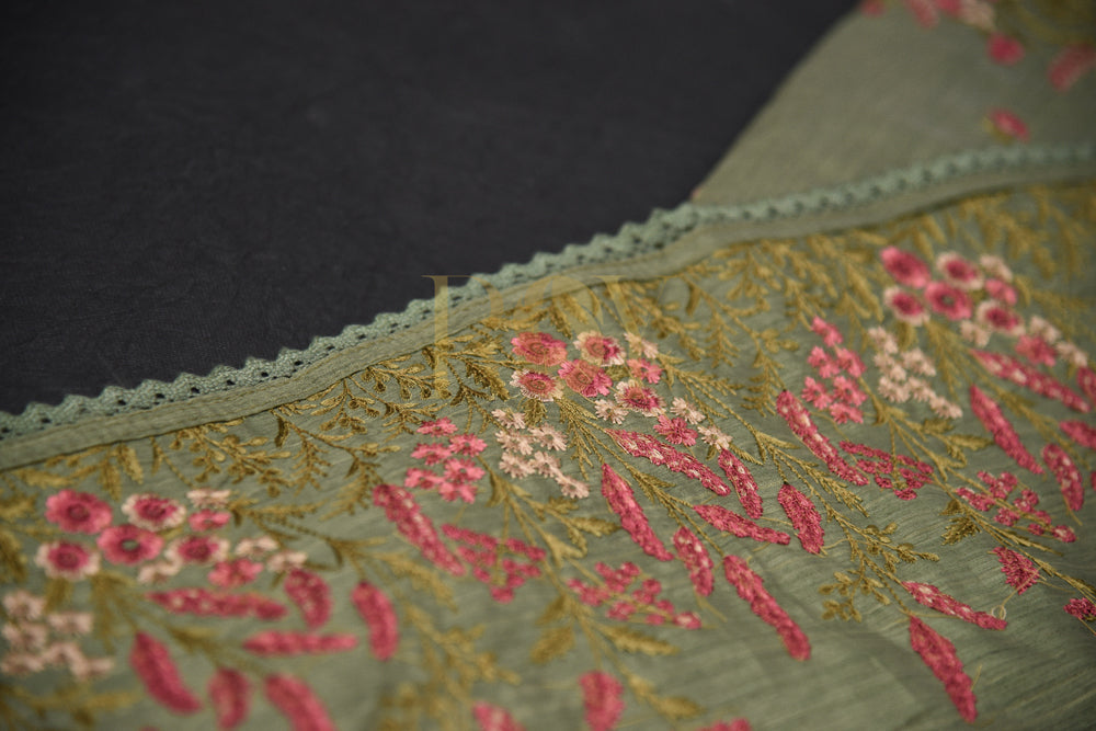 Dupion Silk Embroidery Saree