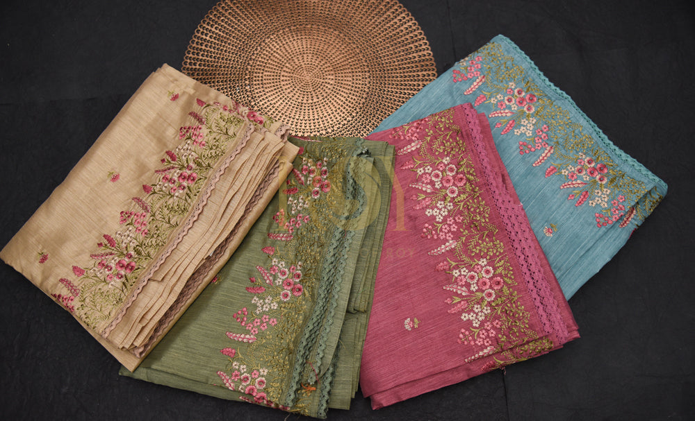Dupion Silk Embroidery Saree