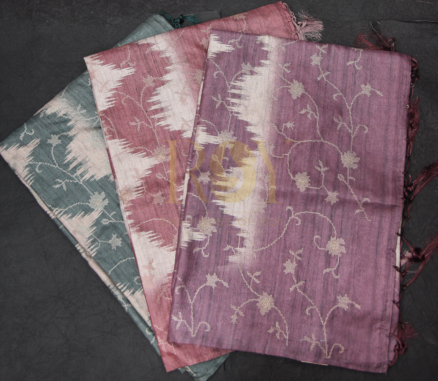 Embroidery saree semi tussar