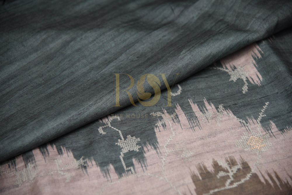 Embroidery saree semi tussar
