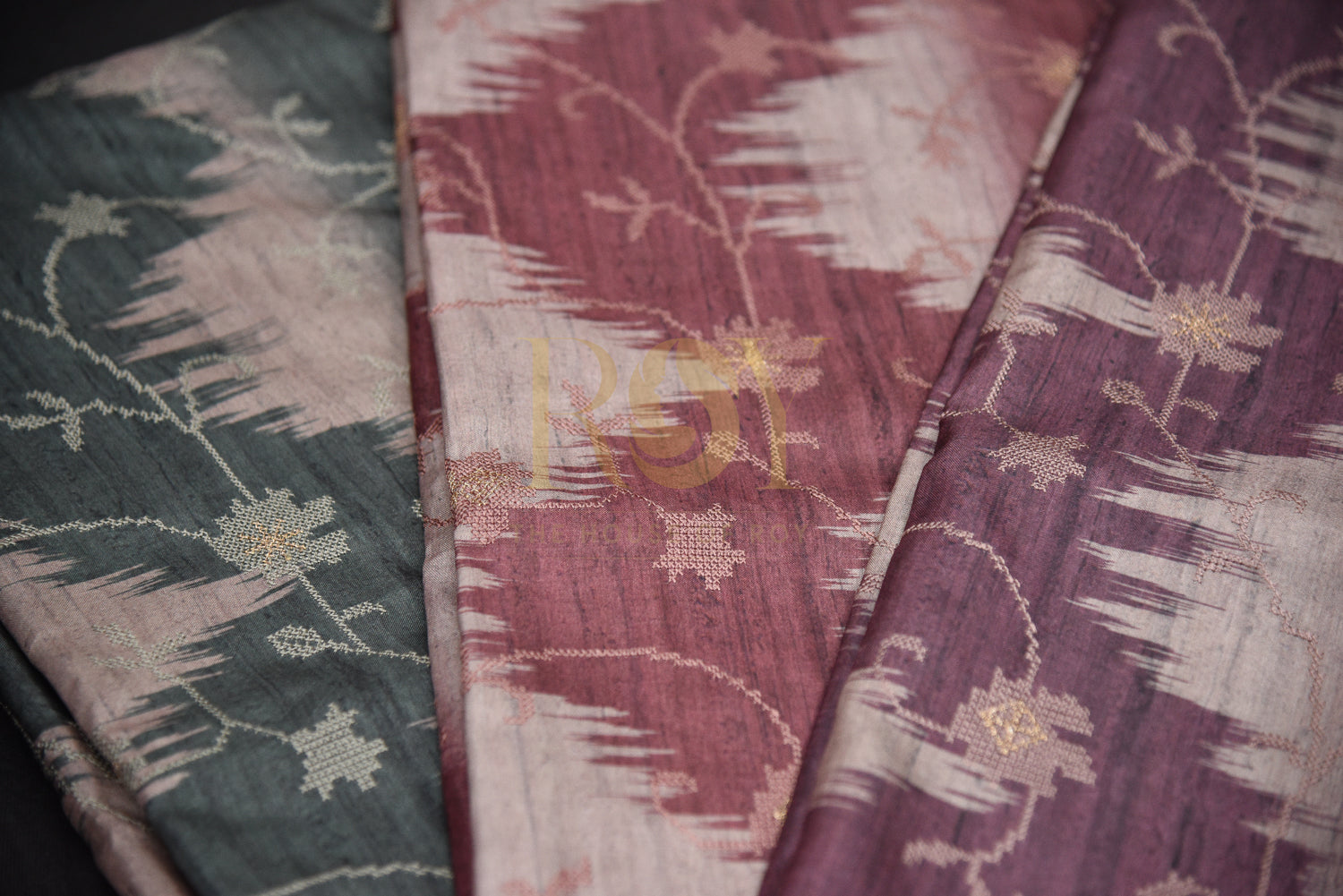 Embroidery saree semi tussar