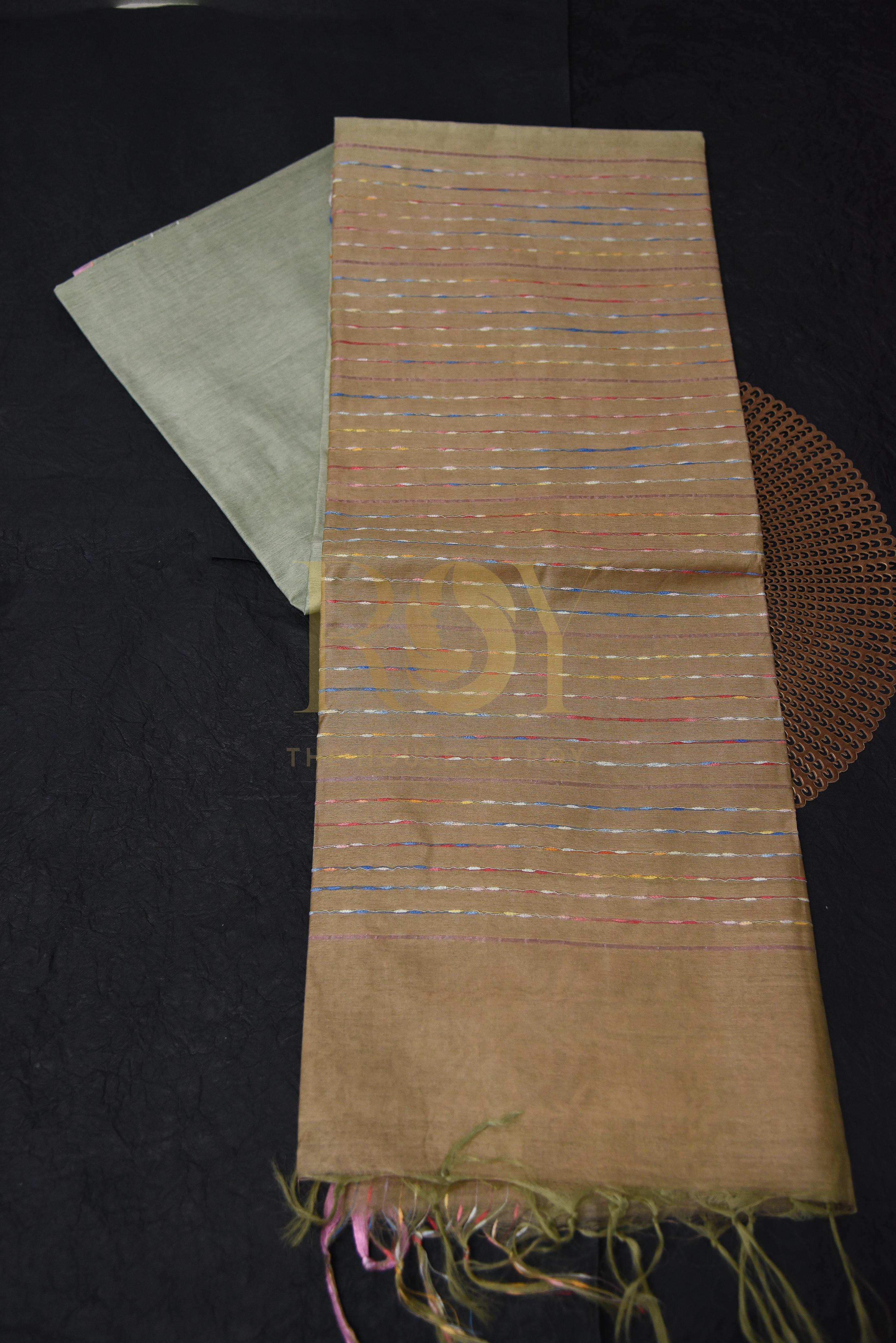 semi tussar saree with pallu