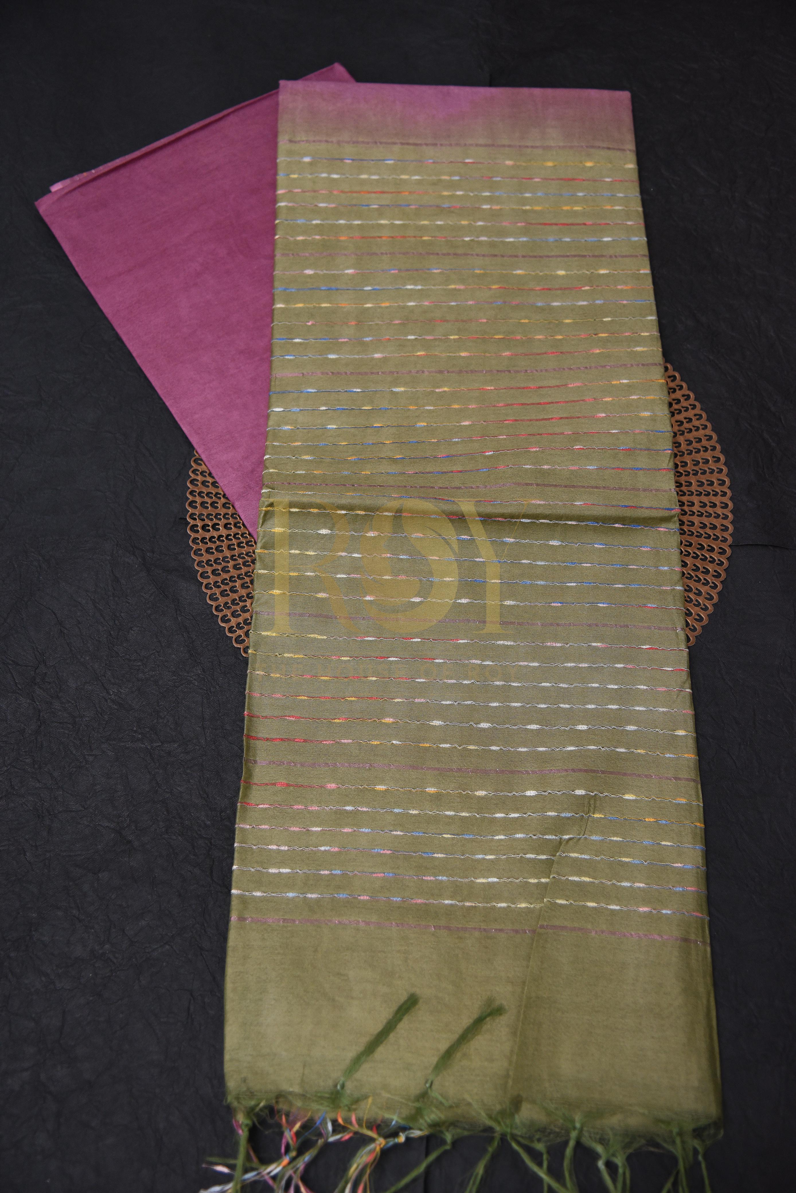 Multicolor Semi Tussar Saree with Fancy Weave