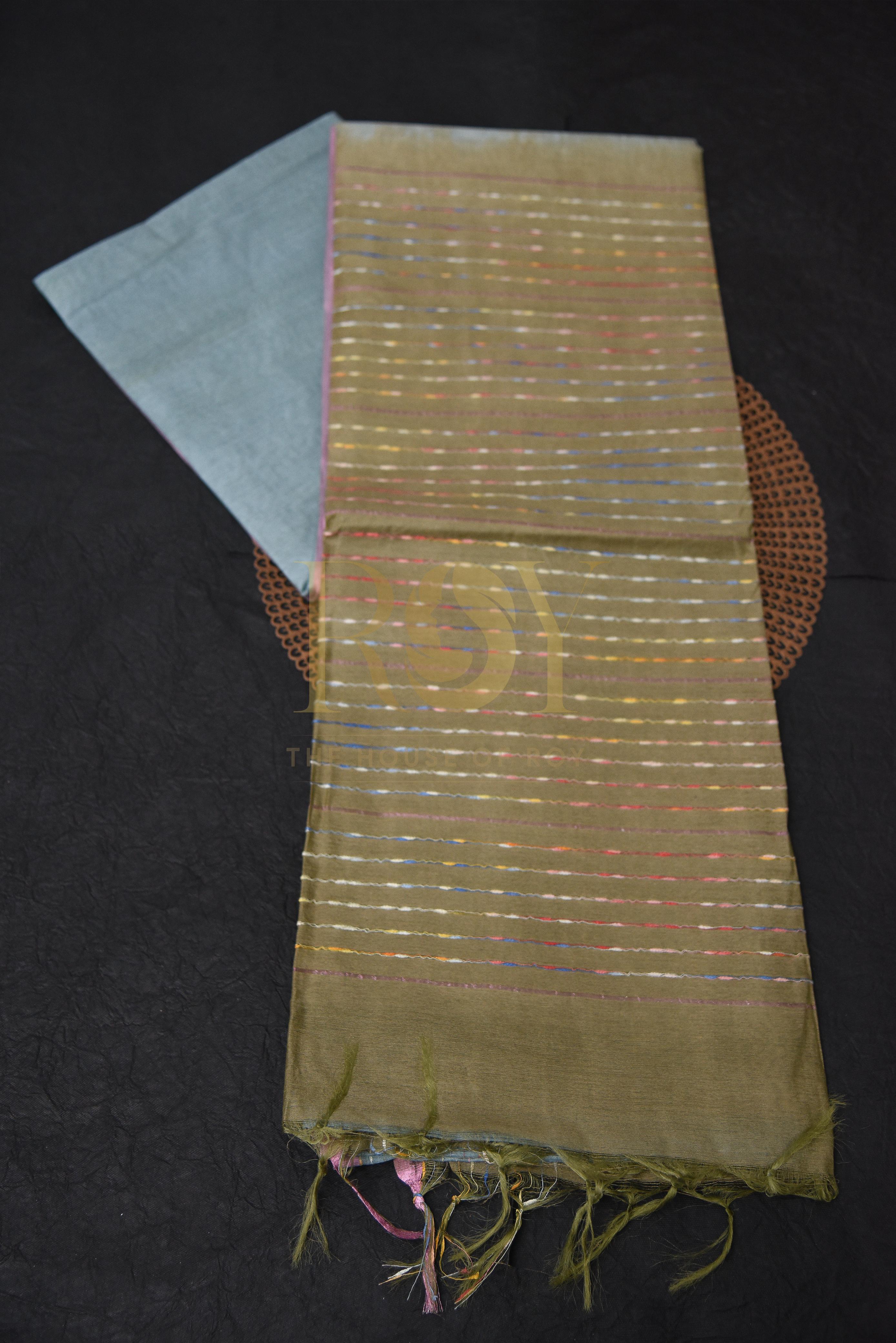 Multicolor Semi Tussar Saree with Fancy Weave