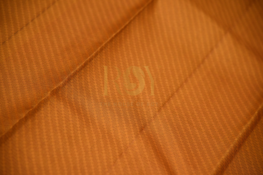 Borderless Pure Kanchipuram Silk Saree In Vibrant Orange Color With Pink & Gold Peacock Motif