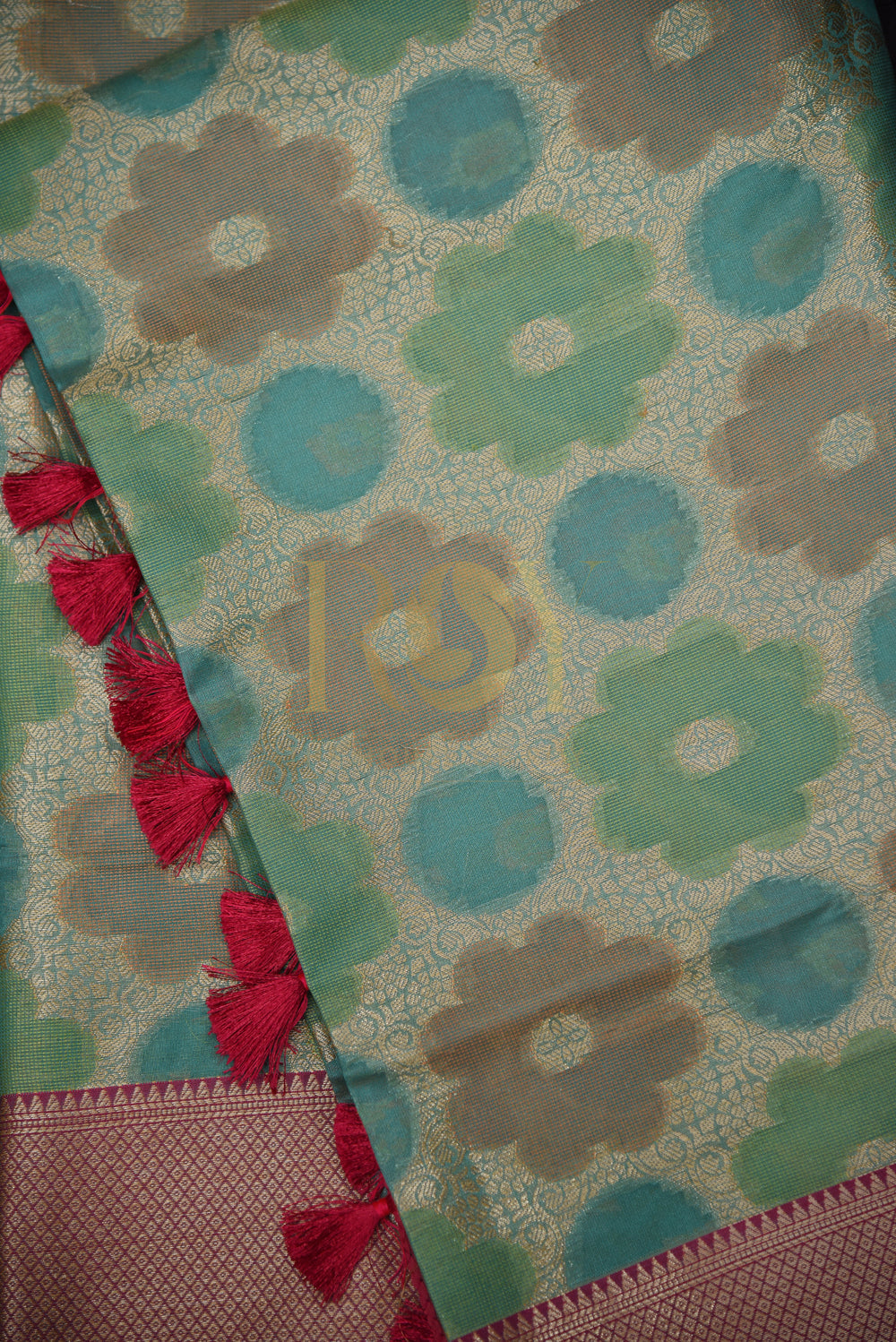 silk cotton saree with zari weave and contrast border